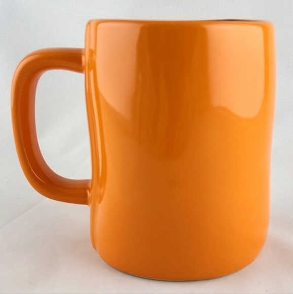 ⭐️2/ $50⭐️  Rae Dunn Orange Glossy Mug Black Large Letters LAZY BONES Halloween - Picture 3 of 10